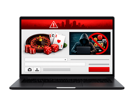 Notebook con un sitio de apuestas ilegal